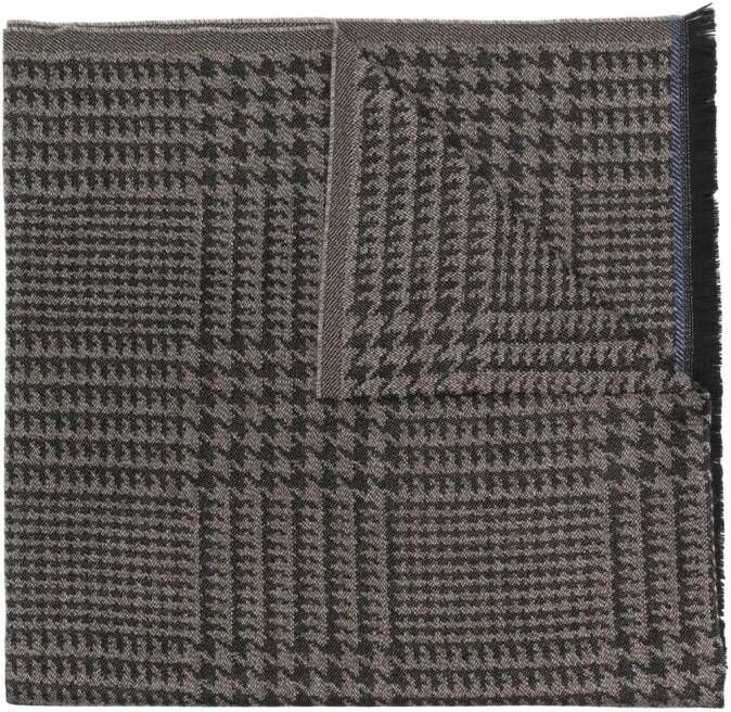 Kiton Sjaal met pied-de-poule print Bruin