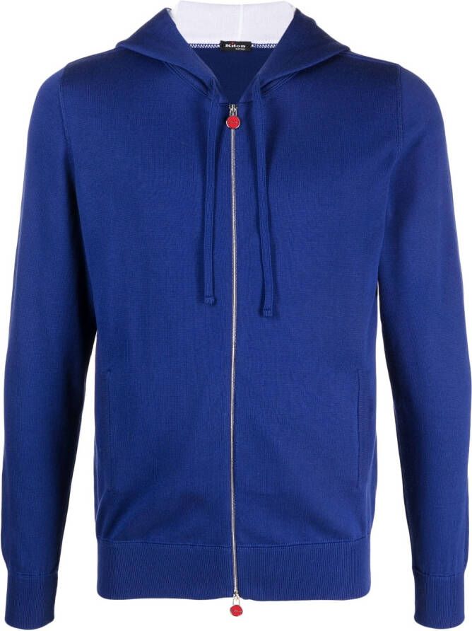 Kiton Gebreide hoodie Blauw