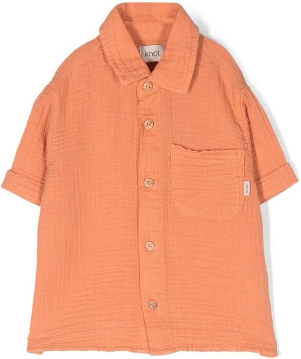 Knot Overhemd met korte mouwen Oranje
