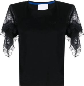 Koché T-shirt met kanten mouwen Zwart