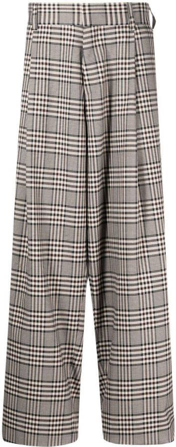 Kolor Geruite broek Bruin