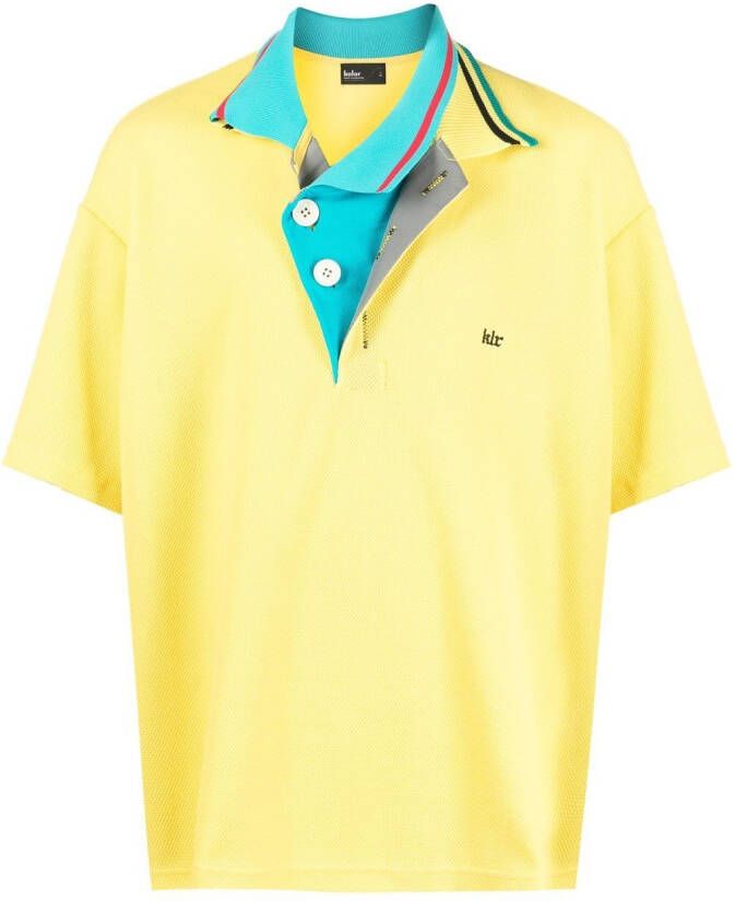 Kolor Poloshirt met geborduurd logo Geel