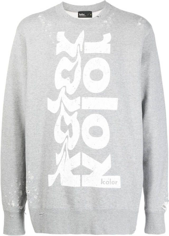 Kolor Sweater met logoprint Grijs