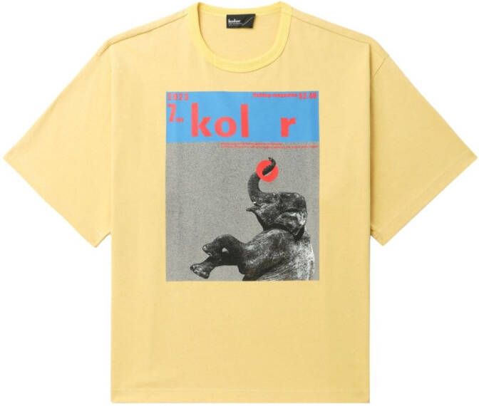 Kolor T-shirt met print Geel