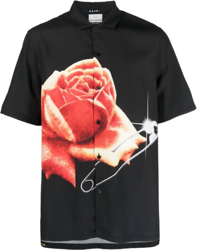 Ksubi Overhemd met rozenprint Zwart