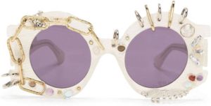 Kuboraum 3d-detailing round-frame sunglasses Wit