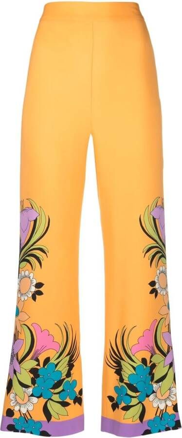 La DoubleJ Broek met bloemenprint Oranje