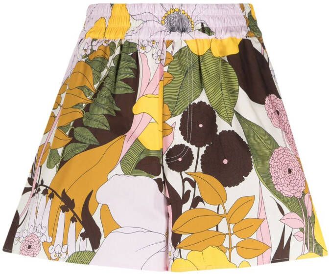 La DoubleJ Shorts met bloemenprint Beige