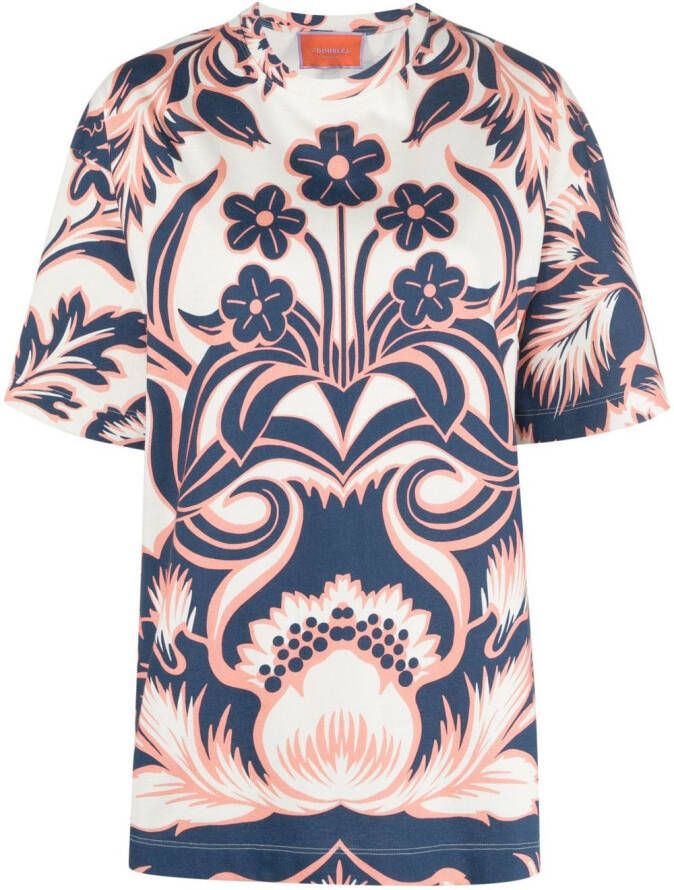 La DoubleJ T-shirt met bloemenprint Beige