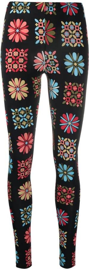 La DoubleJ Legging met bloemenprint Zwart