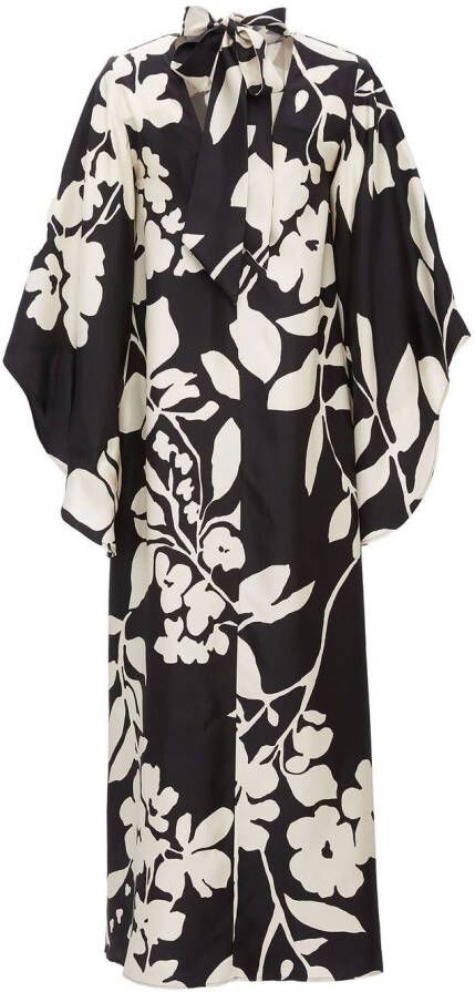 La DoubleJ Maxi-jurk met bloemenprint Zwart