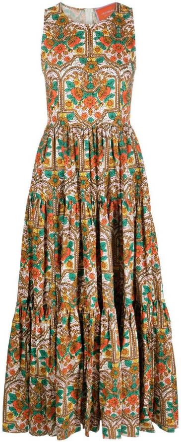 La DoubleJ Maxi-jurk met bloemenprint Oranje