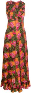 La DoubleJ Maxi-jurk met bloemenprint Oranje