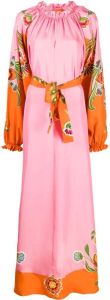 La DoubleJ Maxi-jurk met bloemenprint Roze