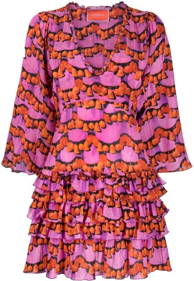 La DoubleJ Mini-jurk met print Paars