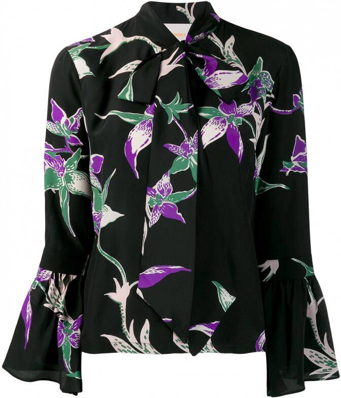 La DoubleJ Shirt met bloemdessin Zwart