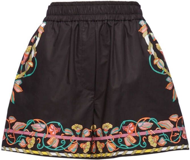 La DoubleJ Shorts met bloemenprint Zwart