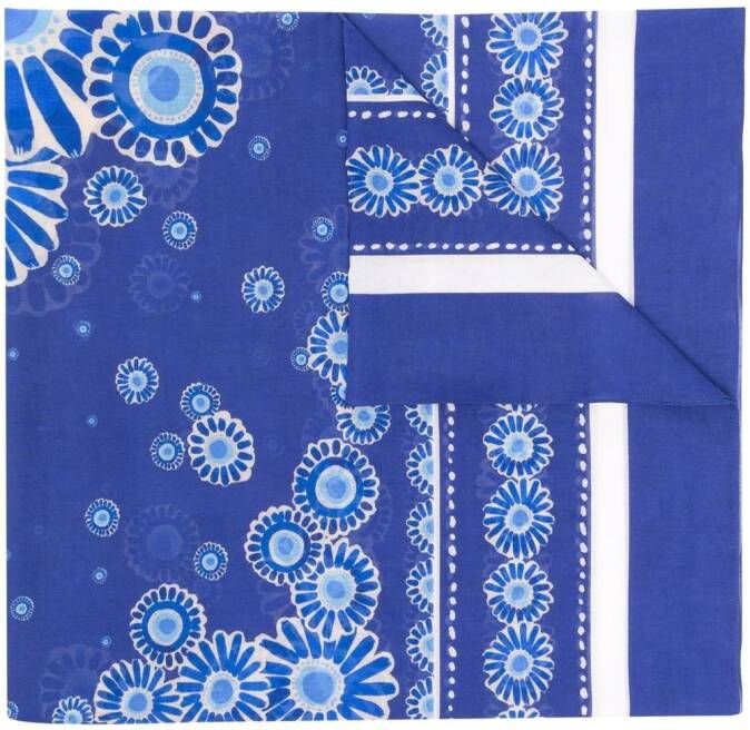 La DoubleJ Sjaal met bloemenprint Blauw
