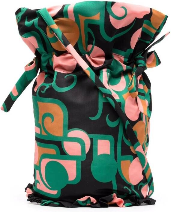 La DoubleJ Tree of Life crossbodytas Zwart