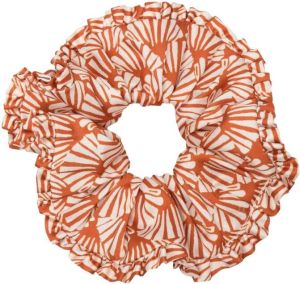 La DoubleJ Zijden scrunchie met print Oranje