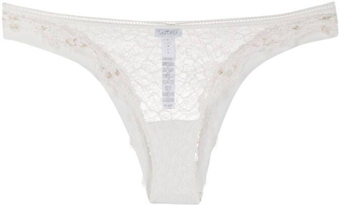 La Perla String met geborduurd kant Wit
