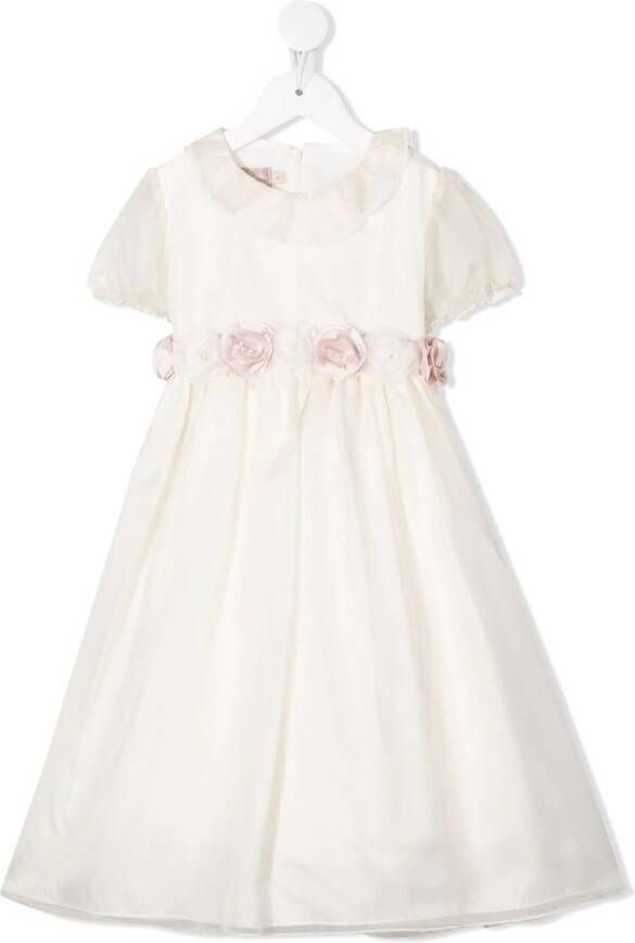 La Stupenderia Avondjurk met bloe print Wit