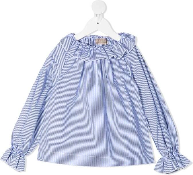 La Stupenderia Blouse met ruche afwerking Blauw