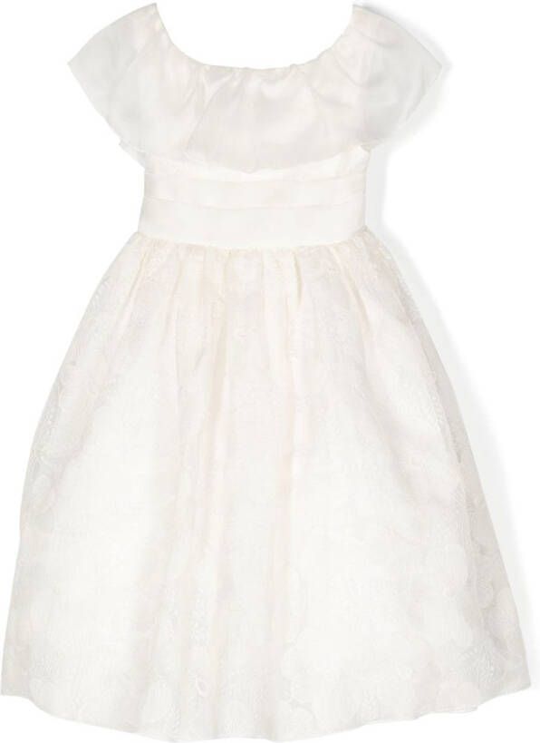 La Stupenderia Maxi-jurk met kant Wit