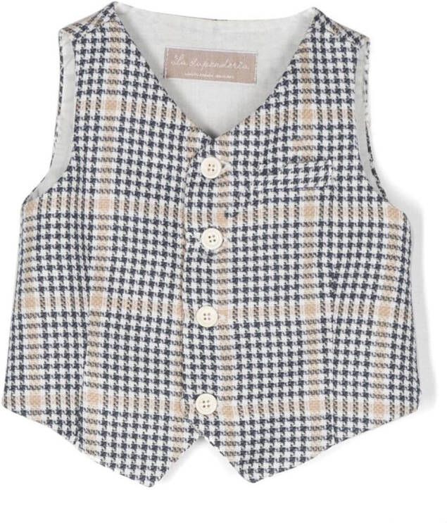 La Stupenderia Geruit gilet Blauw