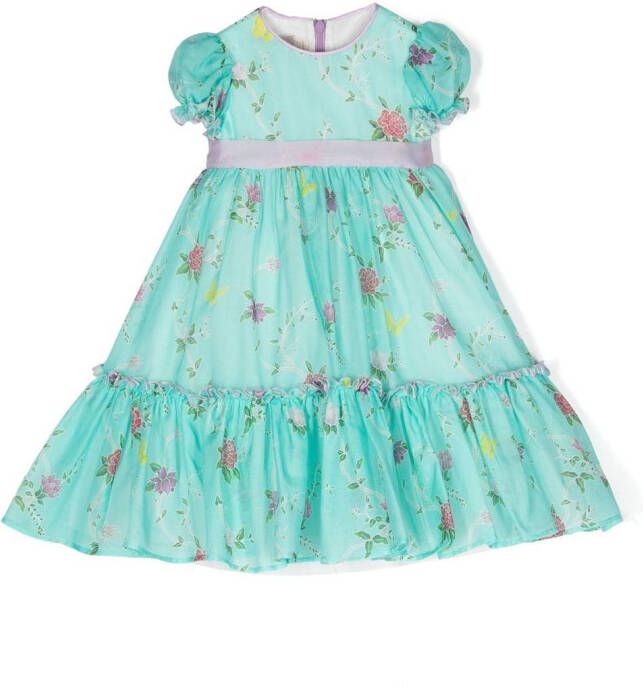 La Stupenderia Jurk met bloe print Blauw