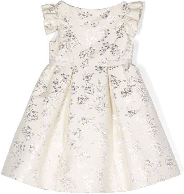 La Stupenderia Jurk met bloe print Goud