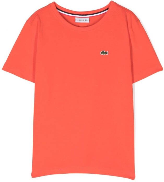 Lacoste Kids T-shirt met logopatch Oranje