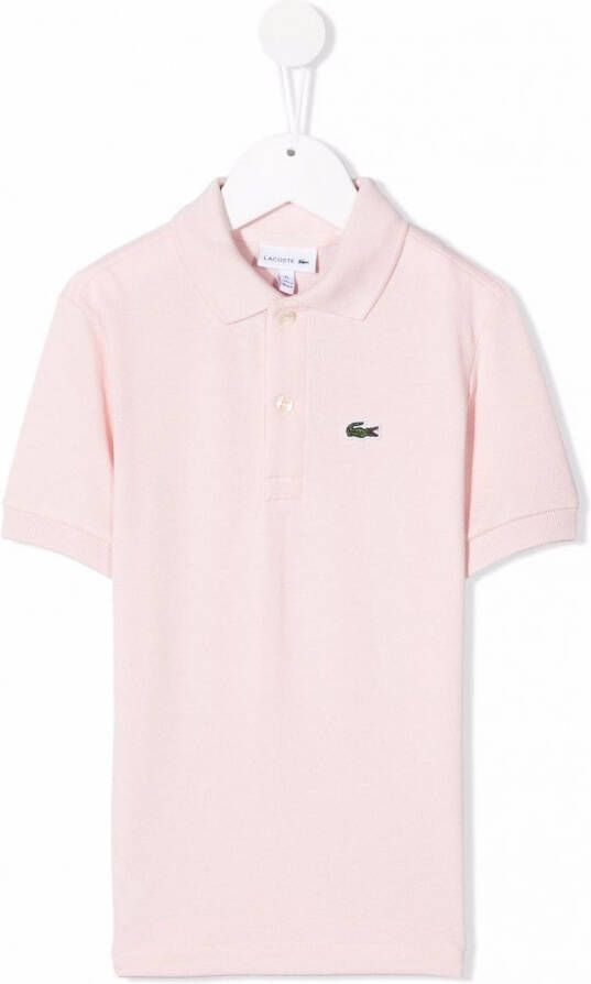 Lacoste Kids Poloshirt met geborduurde krokodil Roze