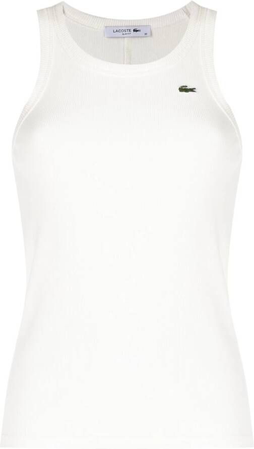 Lacoste Tanktop met logo applicatie Wit