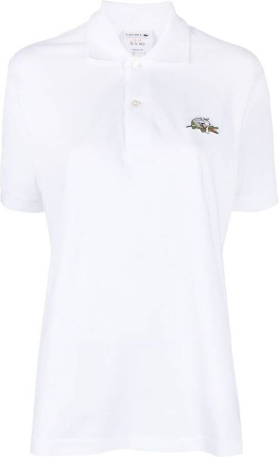 Lacoste logo-patch organic cotton polo top Wit