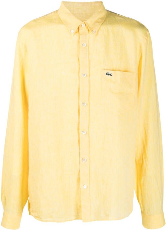 Lacoste Overhemd met geborduurd logo Geel