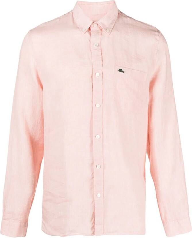 Lacoste Overhemd met geborduurd logo Roze