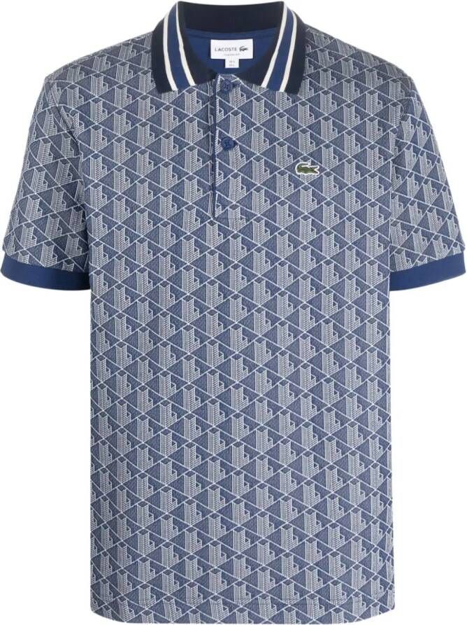Lacoste Poloshirt met monogramprint Blauw