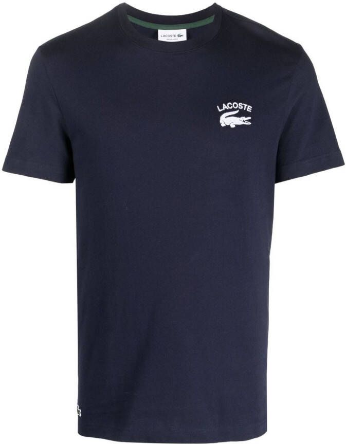 Lacoste T-shirt met geborduurd logo Blauw