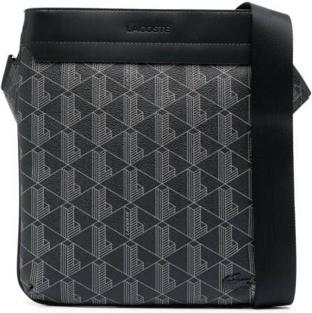 Lacoste Messengertas met monogram Zwart