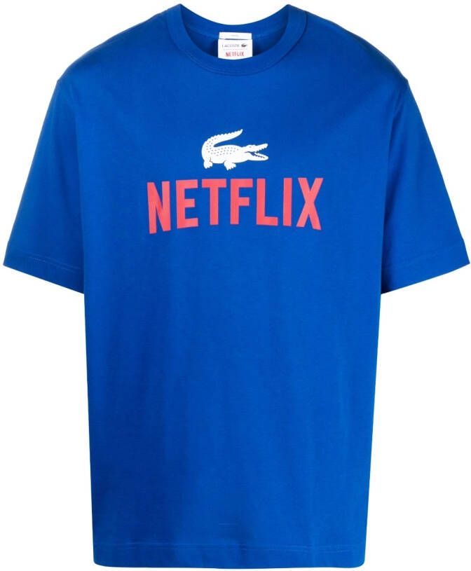 Lacoste x Netflix katoenen T-shirt Blauw