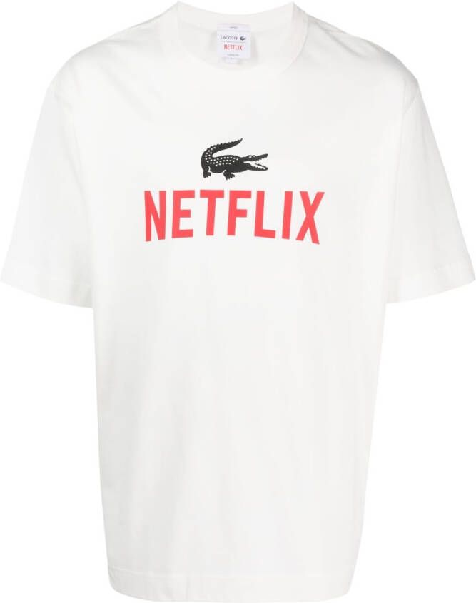 Lacoste x Netflix katoenen T-shirt Wit