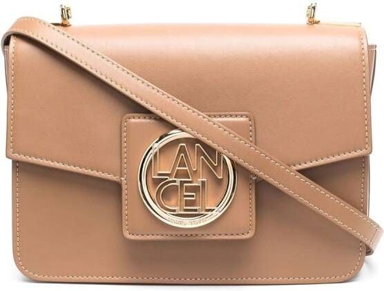 Lancel Schoudertas met logoplakkaat Beige