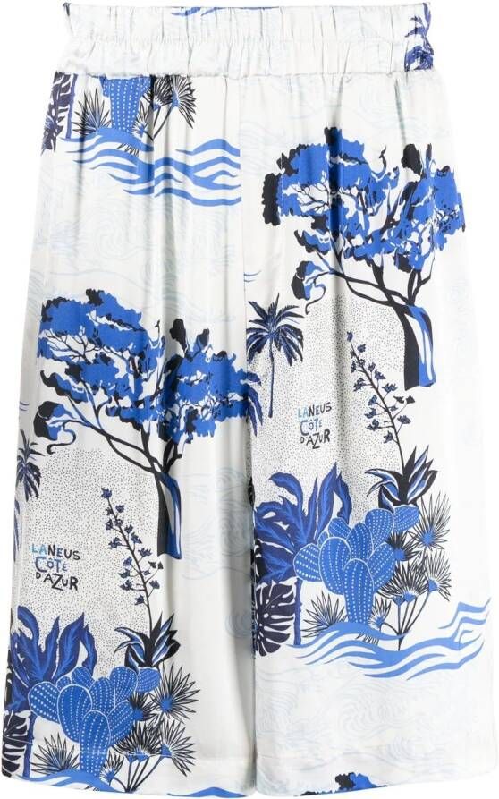 Laneus Bermuda shorts met cactusprint Wit