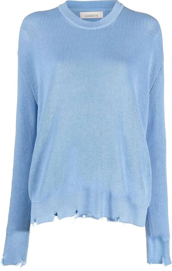 Laneus Gerafelde trui Blauw