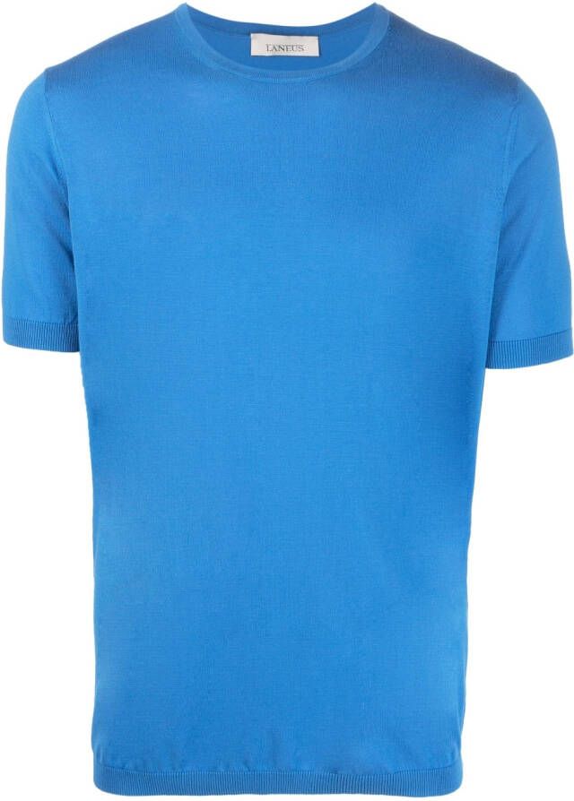 Laneus T-shirt van zijdemix Blauw