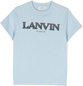 Lanvin Enfant T-shirt met geborduurd logo Blauw