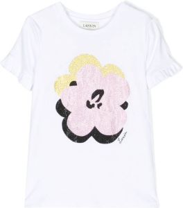 Lanvin Enfant T-shirt met bloe print Wit