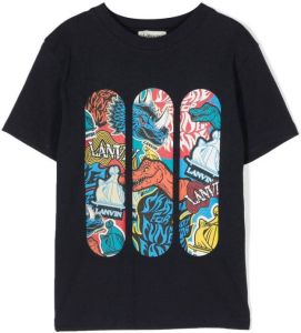 Lanvin Enfant T-shirt met grafische print Blauw