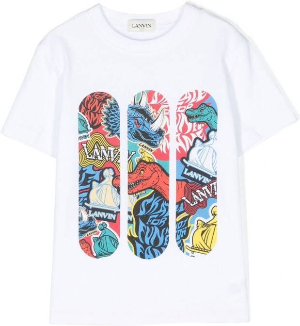 Lanvin Enfant T-shirt met grafische print Wit